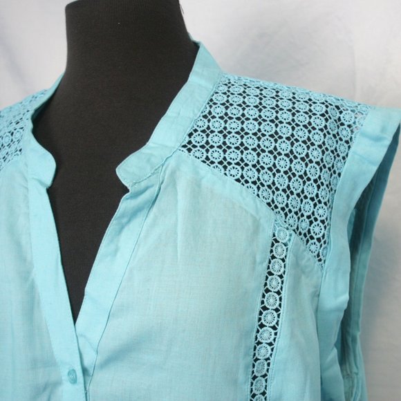 Long Sleeveless Turquoise Blouse